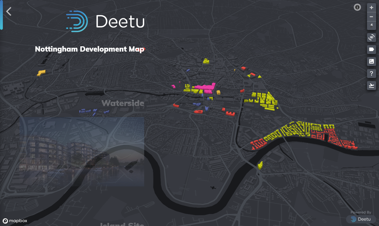 Screenshot of the Invest in Nottingham Explore map