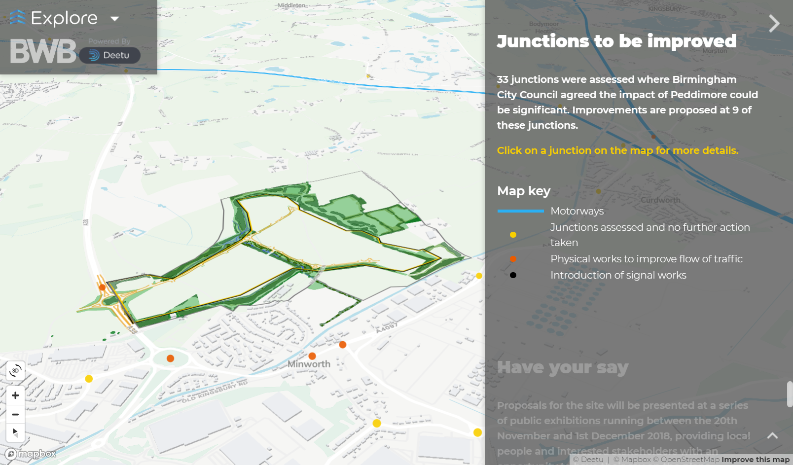 Screenshot of the Peddimore Public Consultation tool