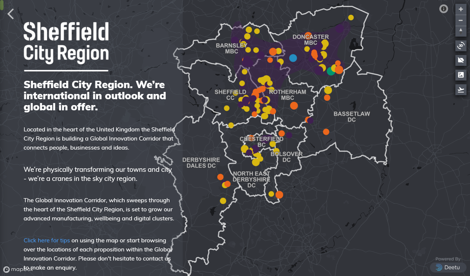Screenshot of the Sheffield City Region Investible Opportunities Portfolio