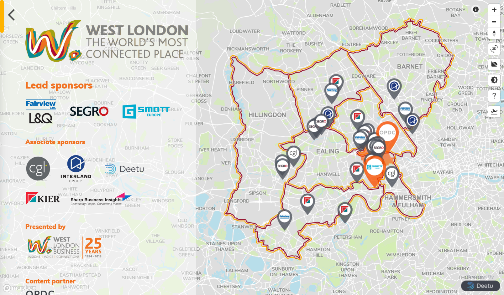 Screenshot of the Explore West London map